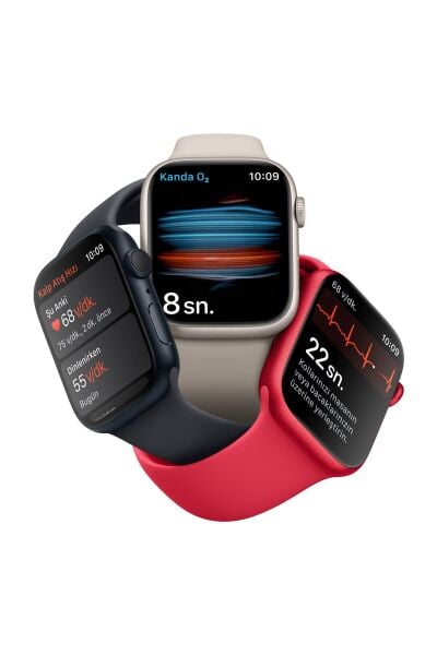 Apple Watch Series 8 45mm GPS Gece Yarısı Alüminyum Kasa ve Spor Kordon-Regular (Apple Türkiye Garantili)