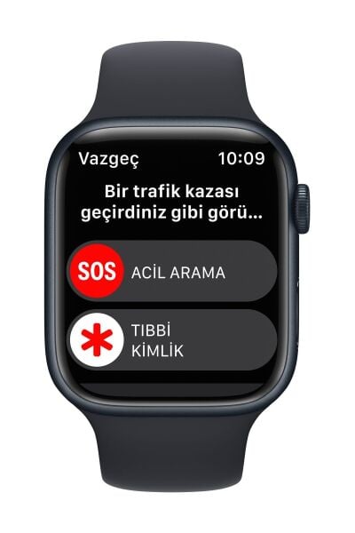 Apple Watch Series 8 45mm GPS Gece Yarısı Alüminyum Kasa ve Spor Kordon-Regular (Apple Türkiye Garantili)