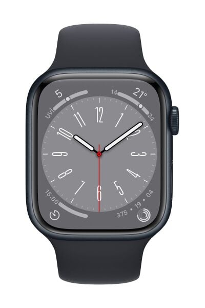 Apple Watch Series 8 45mm GPS Gece Yarısı Alüminyum Kasa ve Spor Kordon-Regular (Apple Türkiye Garantili)