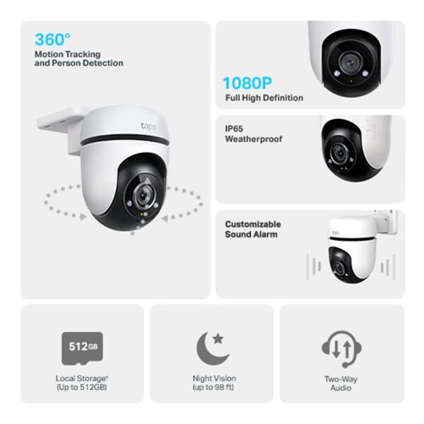 Tp-Link Tapo C500 Dış Mekan Yatay/Dikey Wi-Fi Güvenlik Kamerası