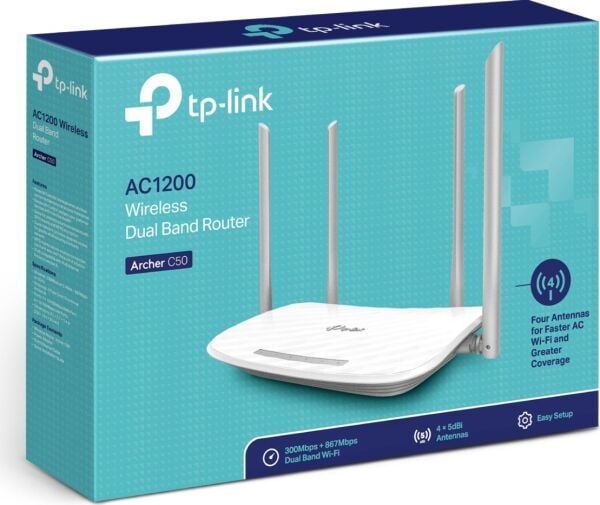 TP-Link Archer C50, AC1200 Mbps Kablosuz Dual-Band Access Point / Menzil Genişletici ve Router
