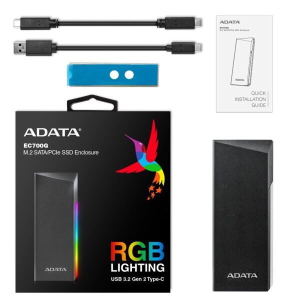 A-Data C700G Harici RGB M2 NVMe Harddisk Kutusu PCIe AEC700GU32G2-CGY