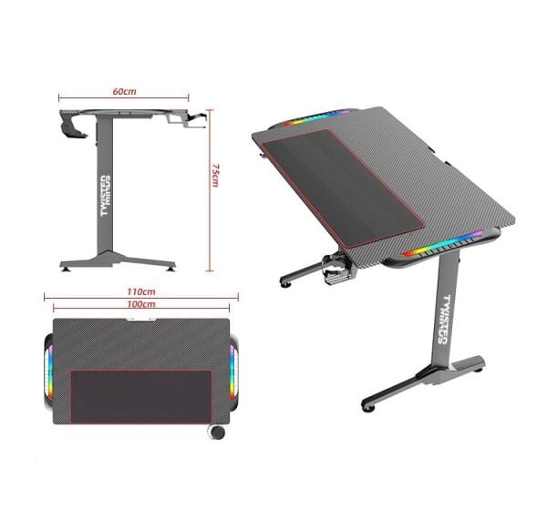 TWISTED MINDS T DESIGN TM-T-1060-RGB KARBON FİBER E-SPOR OYUNCU MASASI