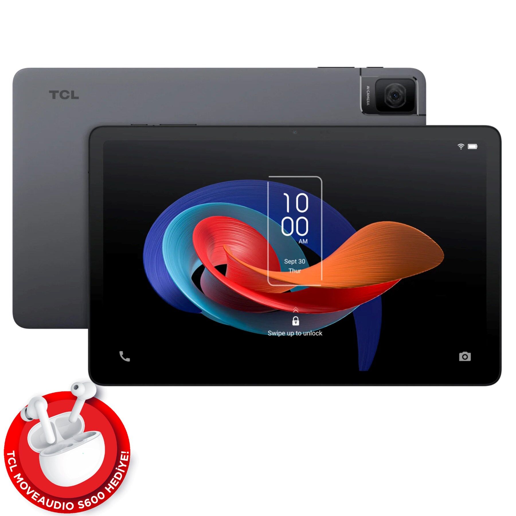 TCL TAB10 GEN2 4/64 GB GRI + S600  AKTİF GÜRÜLTÜ ÖNLEME KABLOSUZ ŞARJLI BLUETOOTH KULAKLIK HEDİYE