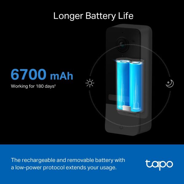 TP-Link Tapo D230S1 2K 5Mp Gece Görüşlü Akıllı ve Pilli Görüntülü Kapı Zili