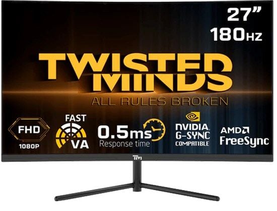 TWISTED MINDS 27'' TM27FHD180VA FHD 180HZ 0,5MS HDMI DP HDR10 R1500 KAVİSLİ RGB GAMING MONİTÖR