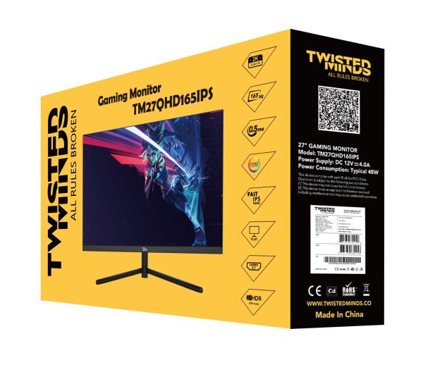 TWISTED MINDS 27'' TM27QHD165IPS QHD 2K 165HZ 0,5MS HDMI DP HDR400 FAST IPS RGB GAMING MONİTÖR
