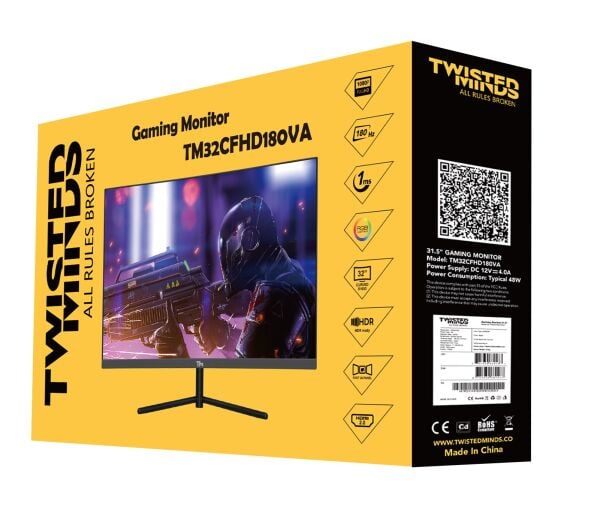 TWISTED MINDS 32'' TM32CFHD180VA FHD 180HZ 1MS HDMI DP HDR10 R1500 KAVİSLİ RGB GAMING MONİTÖR