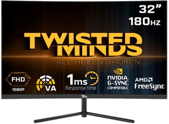 TWISTED MINDS 32'' TM32CFHD180VA FHD 180HZ 1MS HDMI DP HDR10 R1500 KAVİSLİ RGB GAMING MONİTÖR