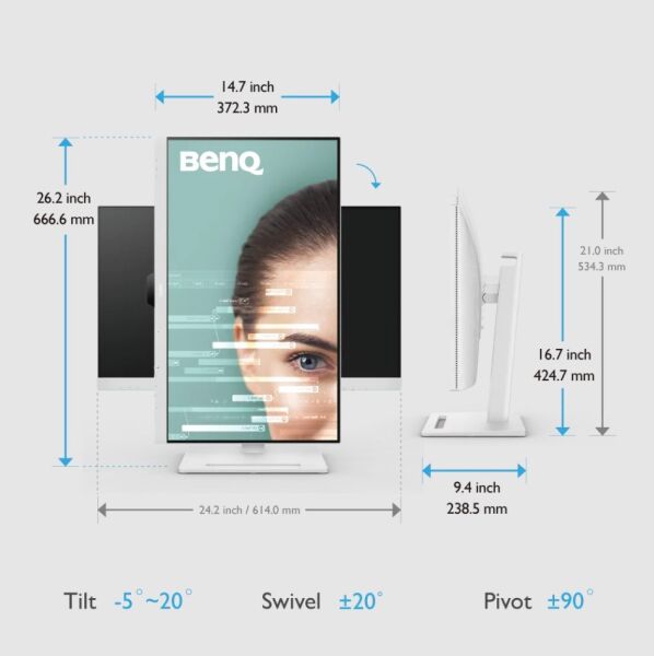 BenQ GW2790QT 27'' IPS 2K QHD 75hz HDMI USB-C 3xUSB 3.2 2xDP Daisy Chain Pivot Eye Care Beyaz Monitö