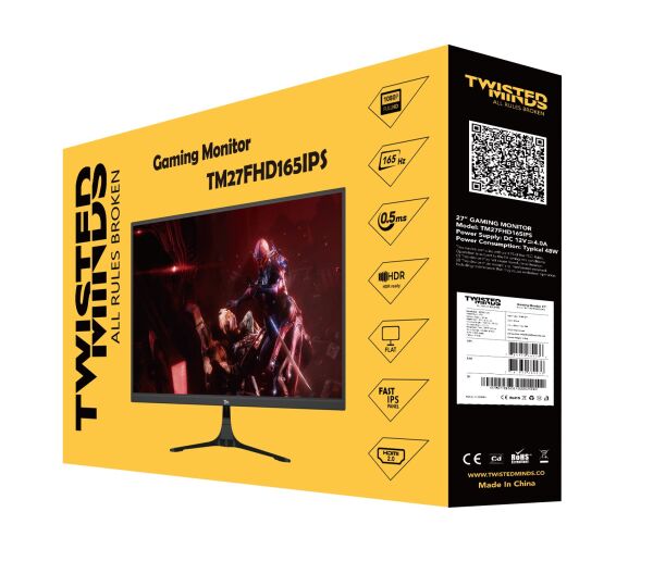 TWISTED MINDS 27'' TM27FHD165IPS FHD 165HZ 0,5MS HDMI DP HDR Ready FAST IPS ÇERÇEVESİZ GAMING MONİTÖR