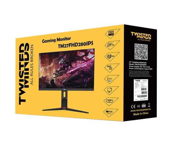 TWISTED MINDS 27'' TM27FHD280IPS FHD 280HZ 0,5MS HDMI DP HDR10 FAST IPS PIVOT RGB GAMING MONİTÖR