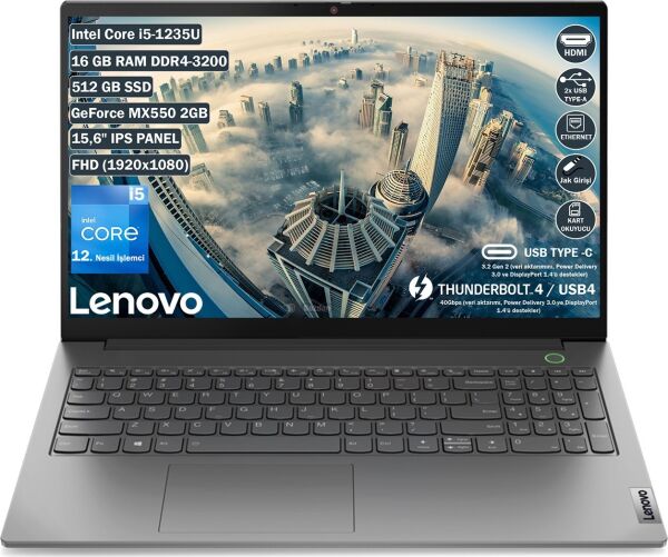 LENOVO THINKBOOK 15 G4 IAP 21DJ00GATX INTEL İ5-1235U 16GB 512GB SSD MX550 2GB FHD FREEDOS