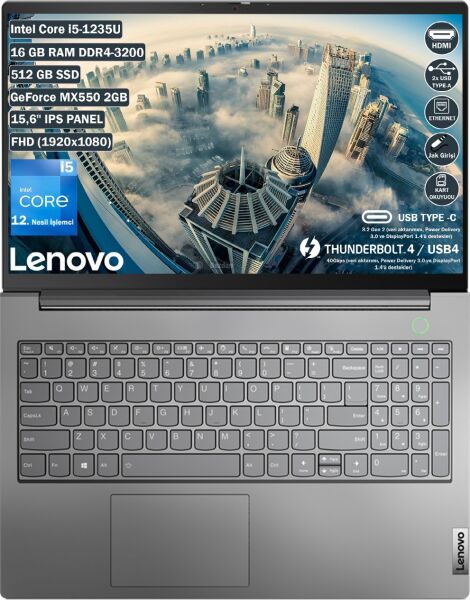 LENOVO THINKBOOK 15 G4 IAP 21DJ00GATX INTEL İ5-1235U 16GB 512GB SSD MX550 2GB FHD FREEDOS