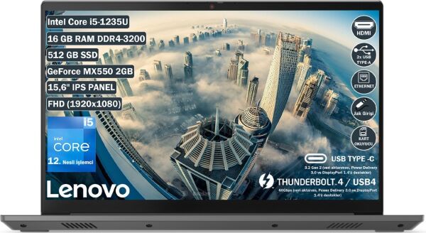 LENOVO THINKBOOK 15 G4 IAP 21DJ00GATX INTEL İ5-1235U 16GB 512GB SSD MX550 2GB FHD FREEDOS