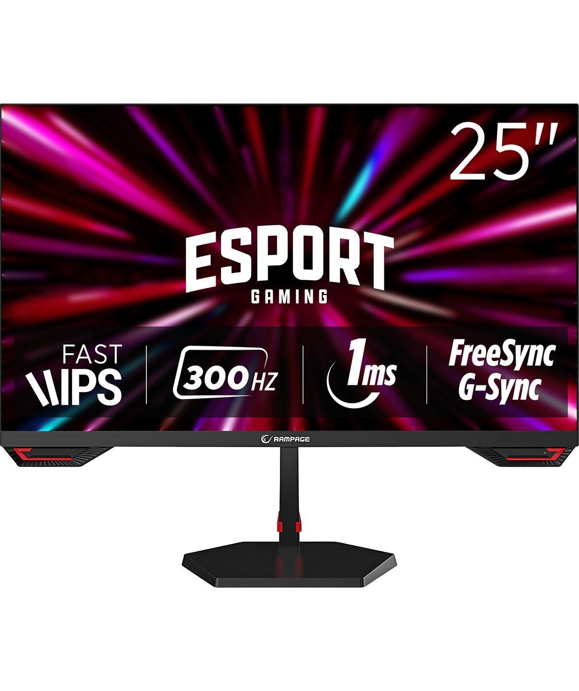 RAMPAGE CRIMSON CR25R300F 25'' 300HZ 1MS CSOT FAST IPS FHD  FREESYNC/G-SYNC FLAT GAMING MONİTÖR