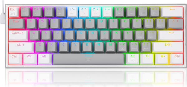 REDRAGON K617-RGB-GW FIZZ RGB RED SWITCH KABLOLU MEKANIK Q KLAVYE GRI-BEYAZ