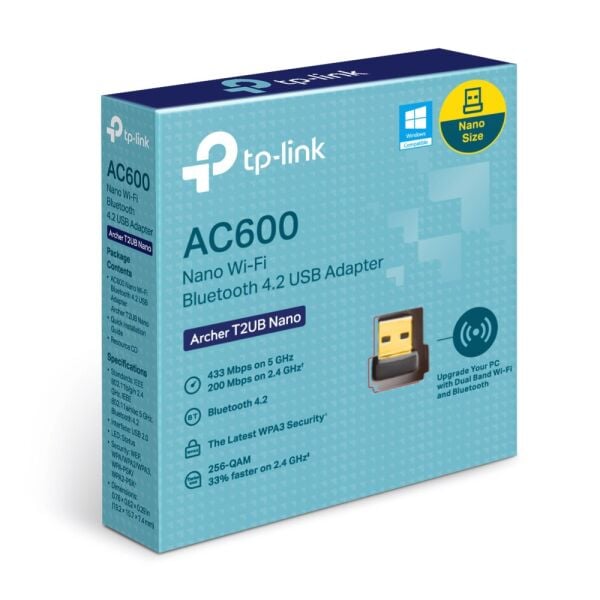 TP-Link Archer T2UB Nano AC600 Nano Wi-Fi Bluetooth 4.2 USB Kablosuz Ağ Adaptör