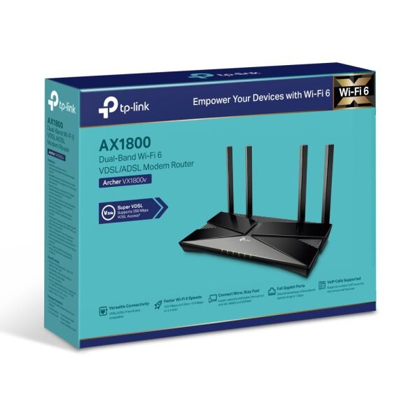 TP-Link Archer VX1800v AX1800 Çift Bantlı Wi-Fi 6 VDSL/ADSL Modem Router