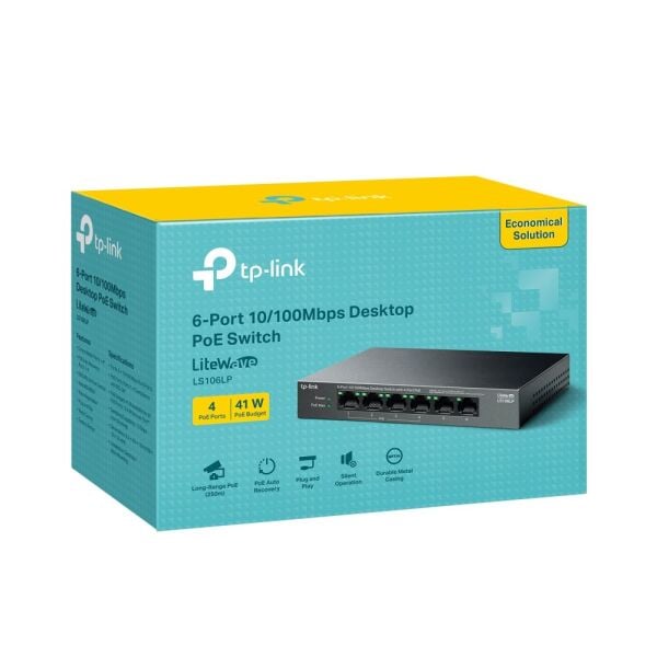 TP-Link LS106LP 6 Port 10-100 Mbps 4 Port Poe+ 10-100 Mbps Switch Metal Kasa