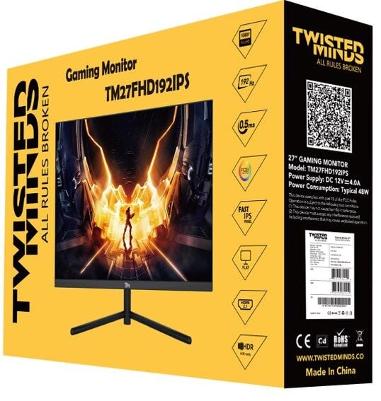 TWISTED MINDS 27 TM27FHD192IPS FHD 192HZ 0.5MS HDMI DP HDR400 READY FAST IPS FREESYNC/ADAPTIVE-SYNC ÇERÇEVESİZ GAMING MONİTÖR