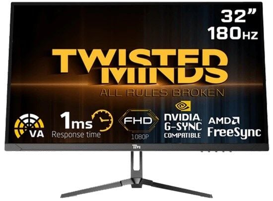 TWISTED MINDS 32'' TM32FHD180VA FHD 180HZ 1MS HDMI DP HDR R1500 VA FREESYNC/ADAPTIVE-SYNC ÇERÇEVESİZ GAMING MONİTÖR