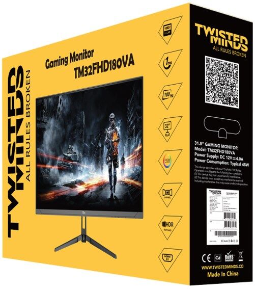 TWISTED MINDS 32'' TM32FHD180VA FHD 180HZ 1MS HDMI DP HDR R1500 VA FREESYNC/ADAPTIVE-SYNC ÇERÇEVESİZ GAMING MONİTÖR