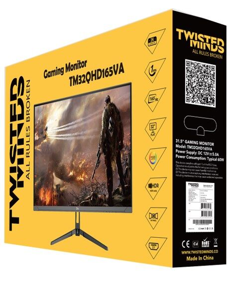 TWISTED MINDS 32'' TM32QHD165VA QHD 165HZ 1MS HDMI DP HDR FAST VA FREESYNC/ADAPTIVE-SYNC ÇERÇEVESİZ GAMING MONİTÖR