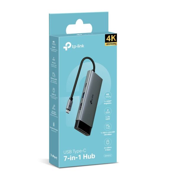 Tp-Link UH7021C USB Type-C 7-Port Hub Hdmi - SD Kart Okuyucu - Type-C - USB 3.0 Dönüştürücü