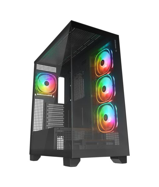 Rampage Hydra V1 Black Type-C Argb Fan + Hub E-ATX Exclusive Gaming Kasa