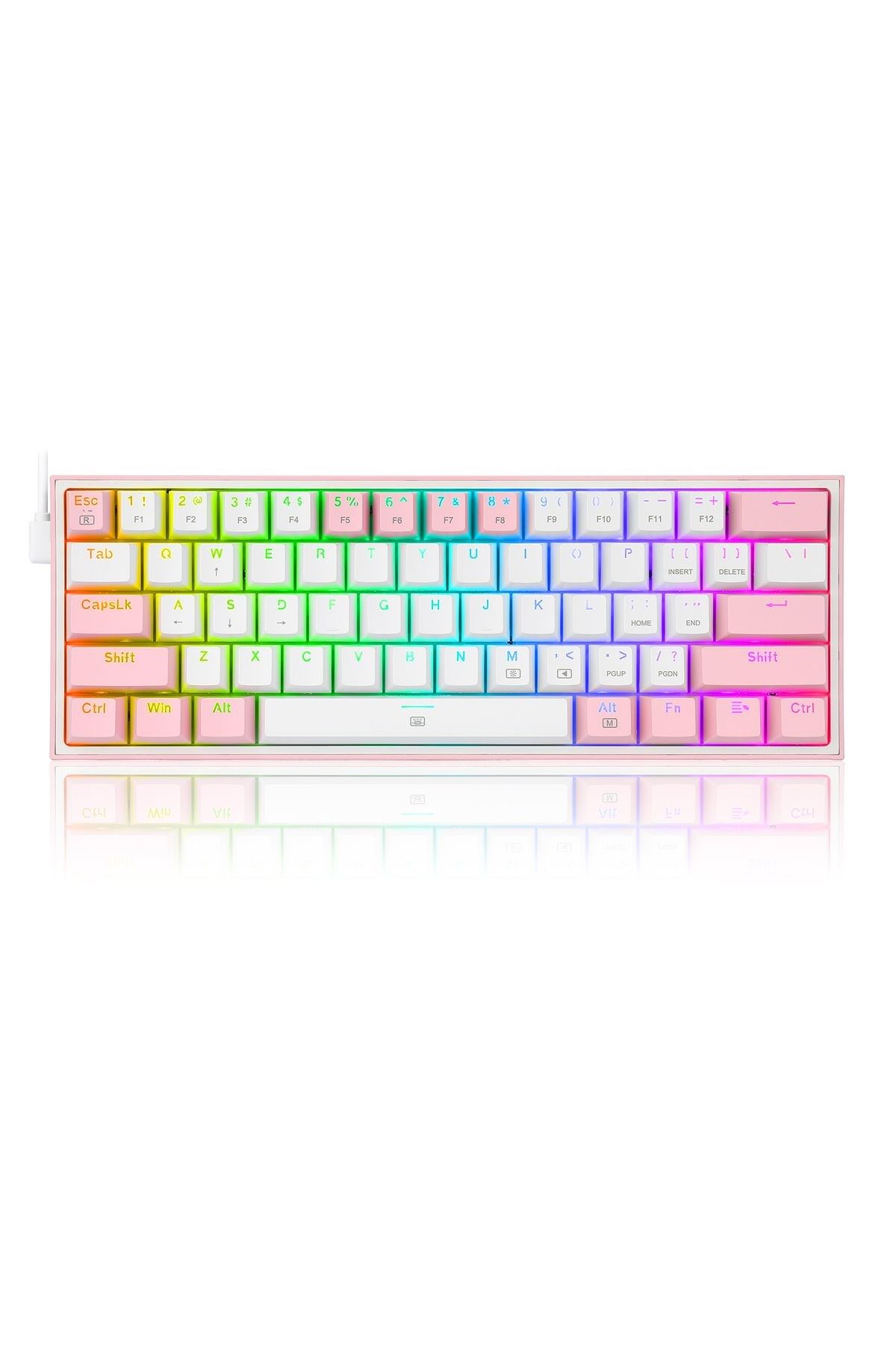 REDRAGON K617-RGB-WP FIZZ RGB RED SWITCH KABLOLU MEKANIK Q KLAVYE BEYAZ-PEMBE