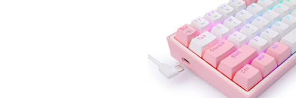 REDRAGON K617-RGB-WP FIZZ RGB RED SWITCH KABLOLU MEKANIK Q KLAVYE BEYAZ-PEMBE