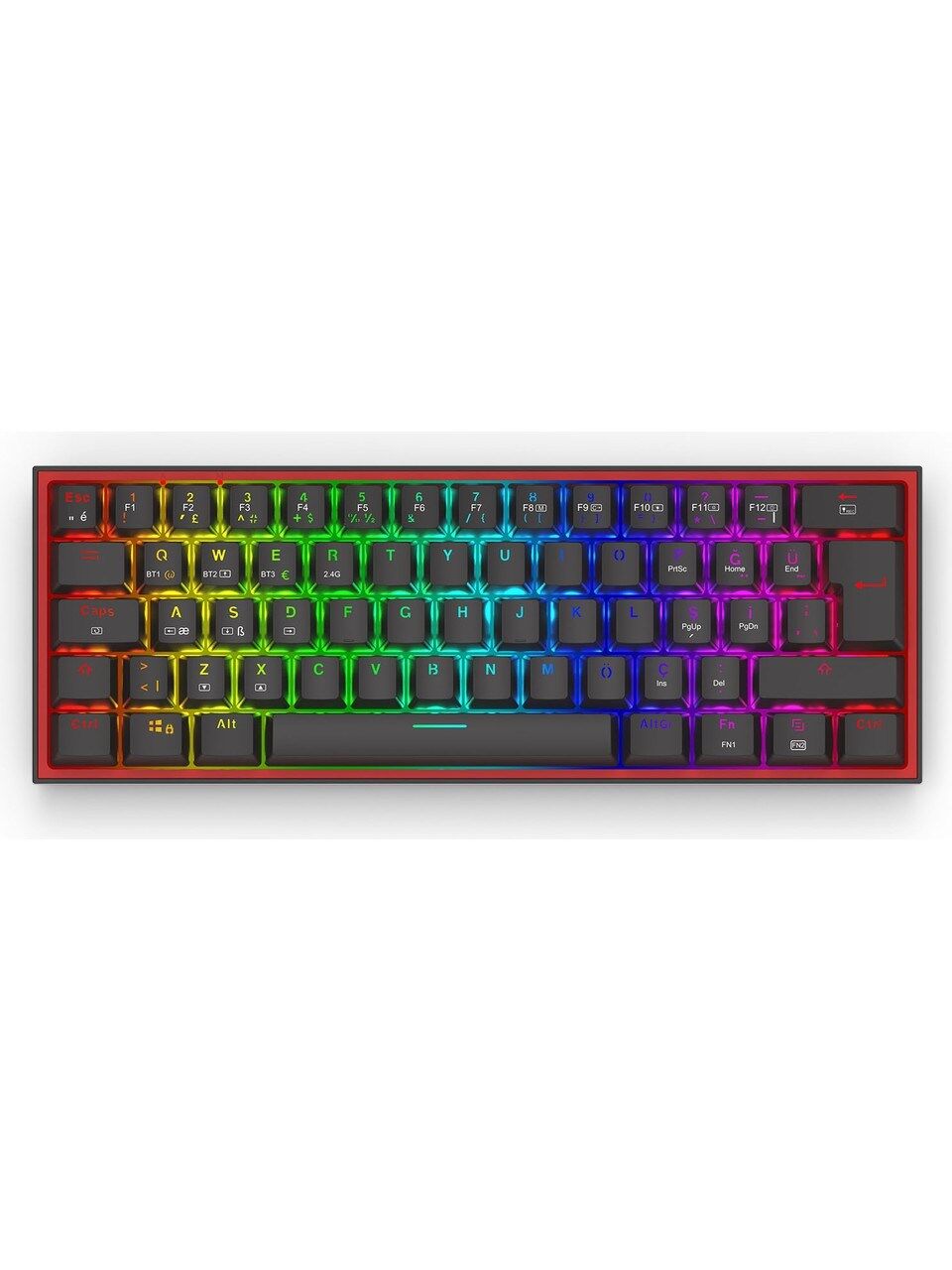 REDRAGON K616 FİZZ PRO RGB RED SWİTCH 2.4GHZ KABLOSUZ TÜRKÇE MEKANİK OYUNCU KLAVYESİ SİYAH