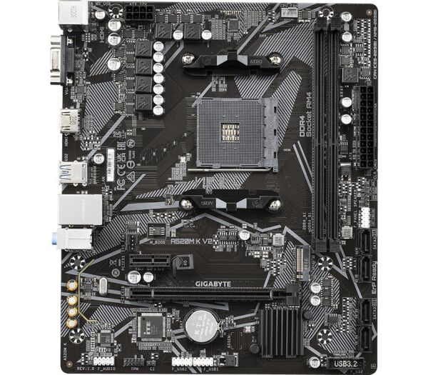 GIGABYTE A520M-K V2 DDR4 5100MHz PCI-E Gen3 M.2 USB 3.2 VGA HDMI mATX AM4 Anakart