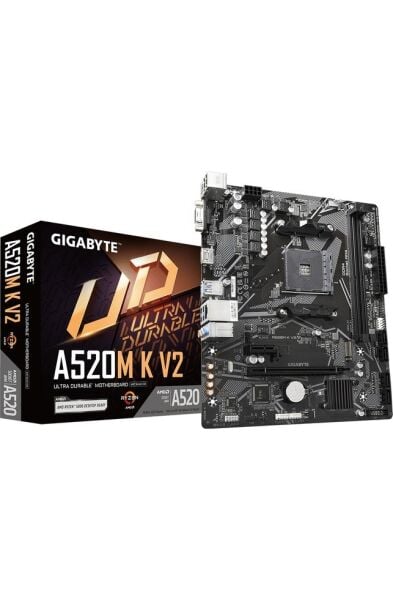 GIGABYTE A520M-K V2 DDR4 5100MHz PCI-E Gen3 M.2 USB 3.2 VGA HDMI mATX AM4 Anakart