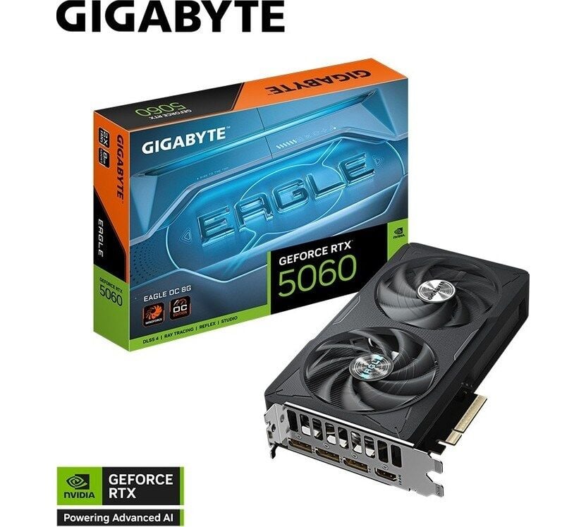 GIGABYTE RTX5060 8GB GDDR7 EAGLE OC EKRAN KARTI 8GB, 128 Bit, GDDR7, HDMI Ekran Kartı -