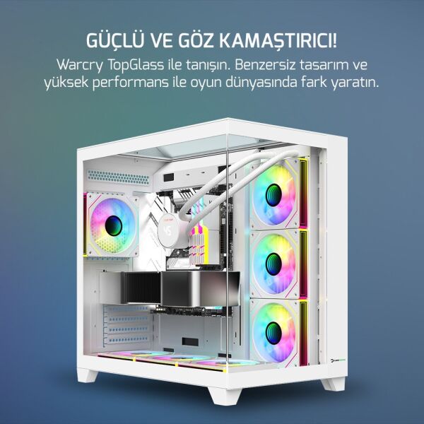 GAMEPOWER WARCRY TOPGLASS 750W 4xARGB ATX BEYAZ GAMING KASA