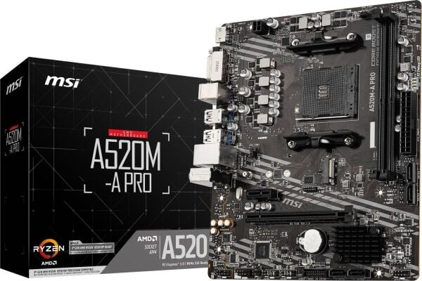 MSI A520M-A PRO AM4 DDR4 4600(OC) DVI HDMI M.2 USB3.2 mATX  Anakart