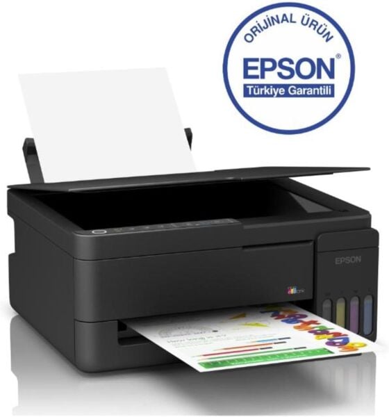 EPSON EcoTank L3350 Wi-Fi + Tarayıcı + Fotokopi Renkli Çok Fonksiyonlu Tanklı Yazıcı C11CL62413