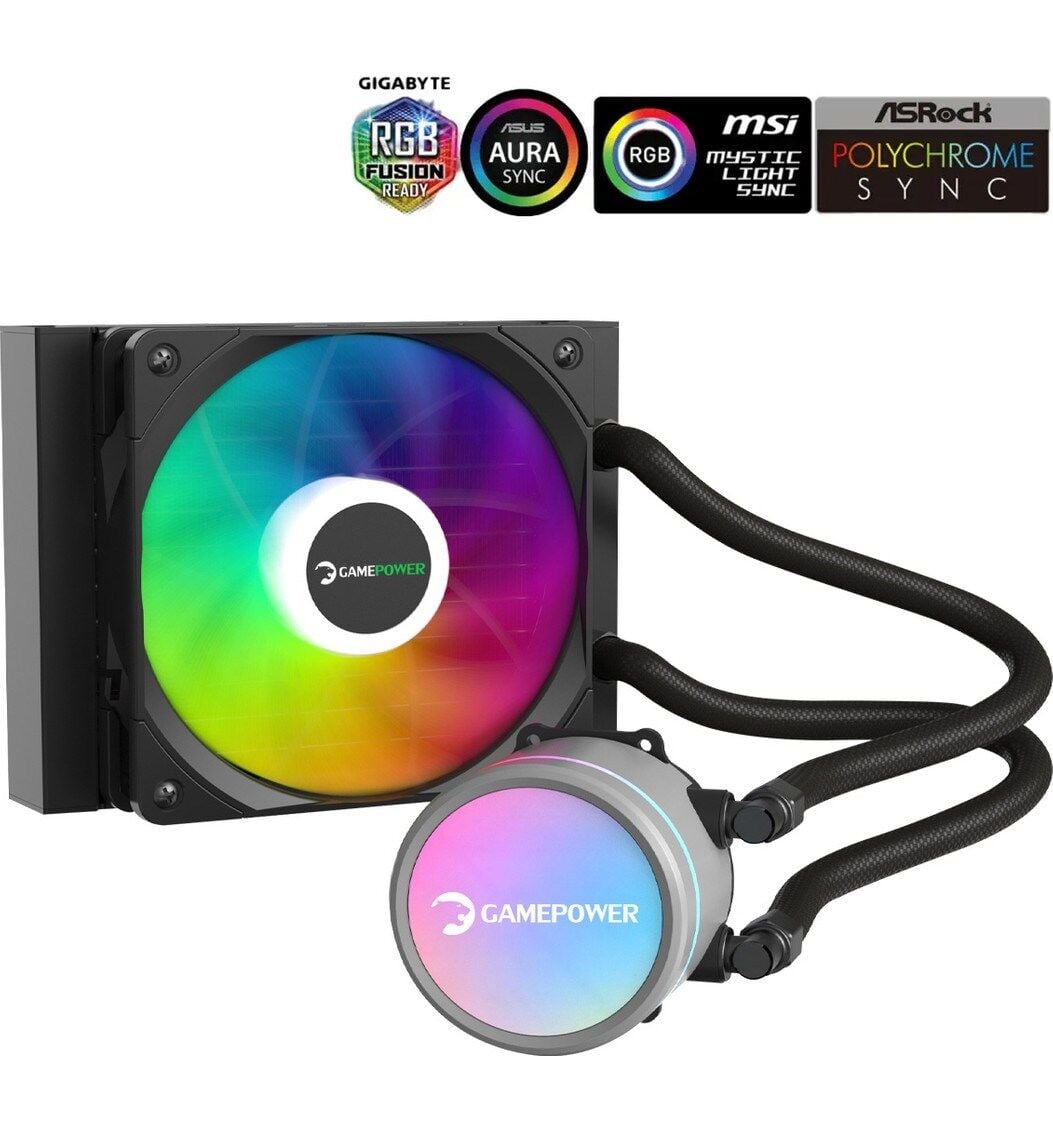 GAMEPOWER SKADİ V2 120 ARGB 120MM SIVI İŞLEMCİ SOĞUTUCUSU AM5 VE LGA1700 UYUMLU