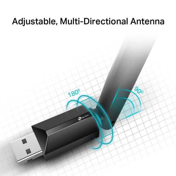 TP-Link Archer T2U Plus AC600 Yüksek Kazançlı Wireless Dual Bant USB Adaptör