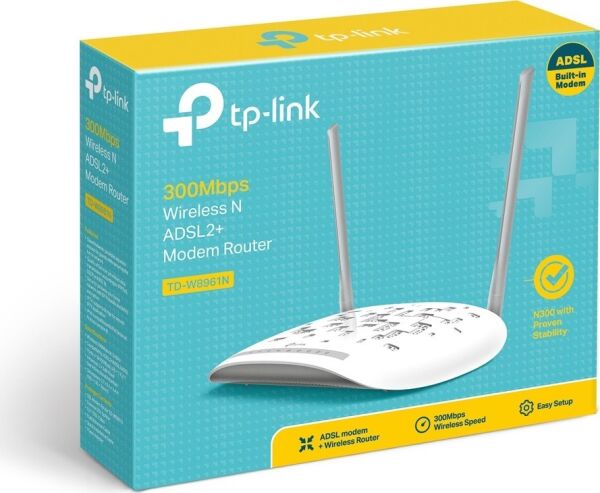 TP-Link TD-W8961N 300Mbps ADSL2 + Modem/Router, 2x5DBi Anten WPS