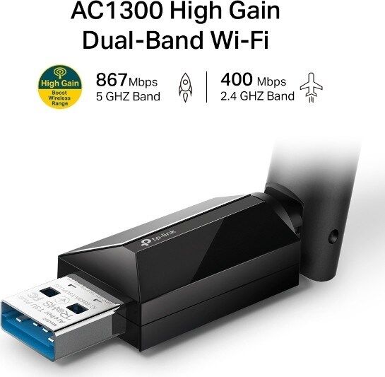 TP-Link Archer T3U Plus AC 1300 Mbps High Gain Wireless Dual Band USB Adapter
