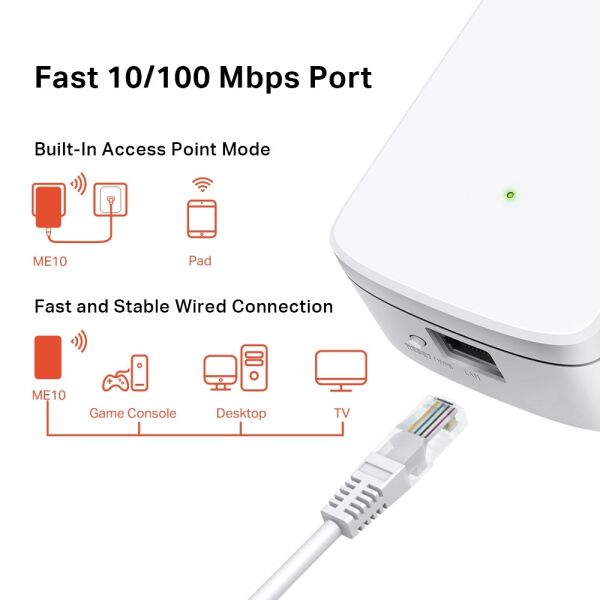TP-Link Mercusys ME10 300 Mbps Wi-fi Range Extender Menzil Genişletici