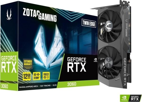 ZOTAC VGA NVIDIA 12GB GDDR6 RTX3060 TWIN EDGE ZT-A30600E-10M 192BIT/3XDP/HDMI/1777-15000MHZ/HDCP