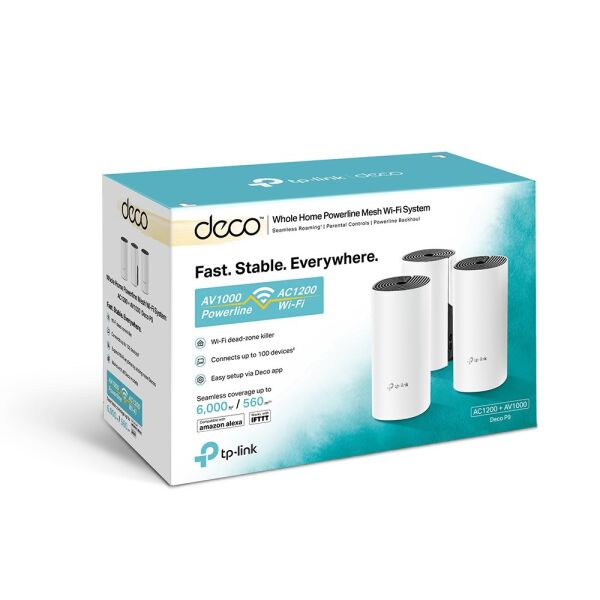 Tp-Link Deco P9 3'lü Paket AC1200 + AV1000 Whole Home Hybrid Mesh Wi-Fi System