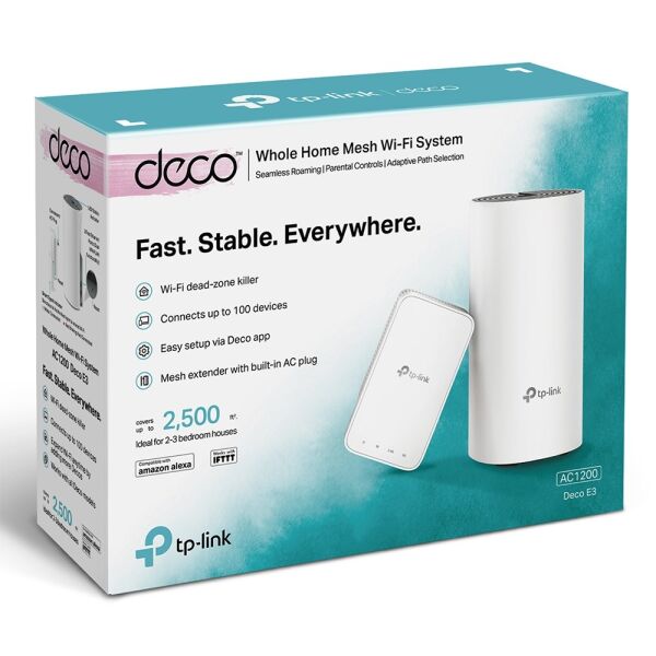 TP-Link Deco E3 AC1200Mbps Tüm Ev Mesh Wi-Fi Sistemi (2'li Paket)
