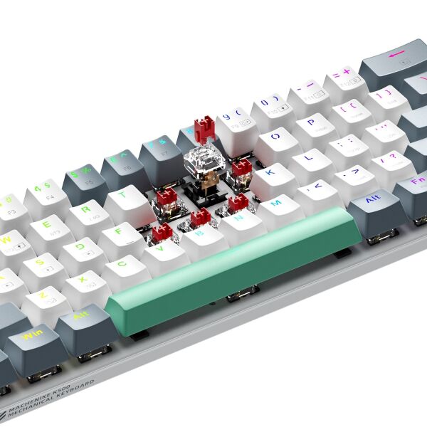 Machenike K500-B61W Tri-Mode Red Switch RGB Beyaz İngilizce Gaming Klavye