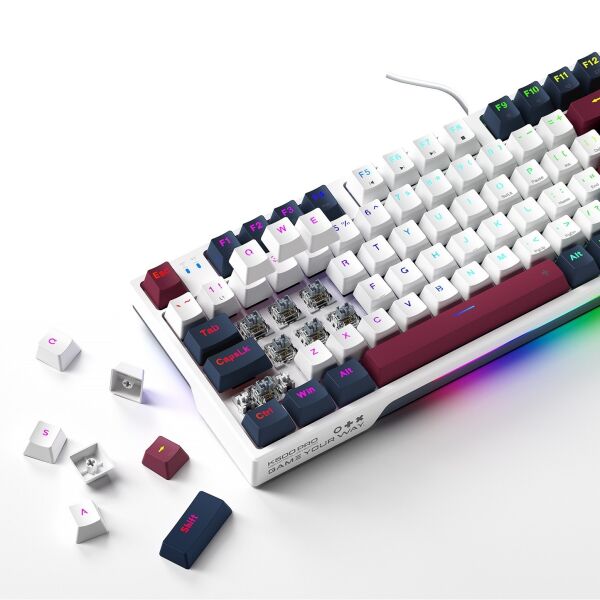 Machenike K500 Pro-B94 Kablolu Silver Switch RGB Beyaz İngilizce Gaming Klavye