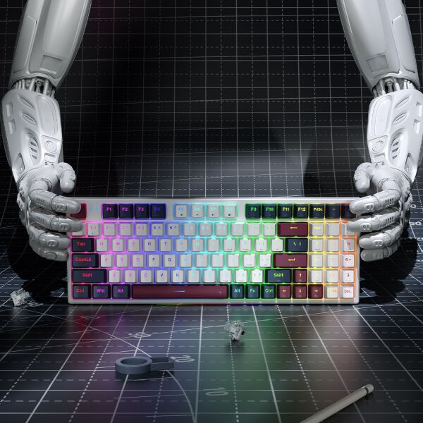 Machenike K500 Pro-B94 Kablolu Silver Switch RGB Mavi İngilizce Gaming Klavye